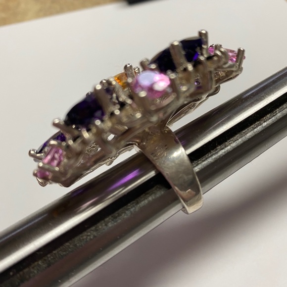 Citrine amethyst pink tourmaline black spinel ring - Picture 3 of 9
